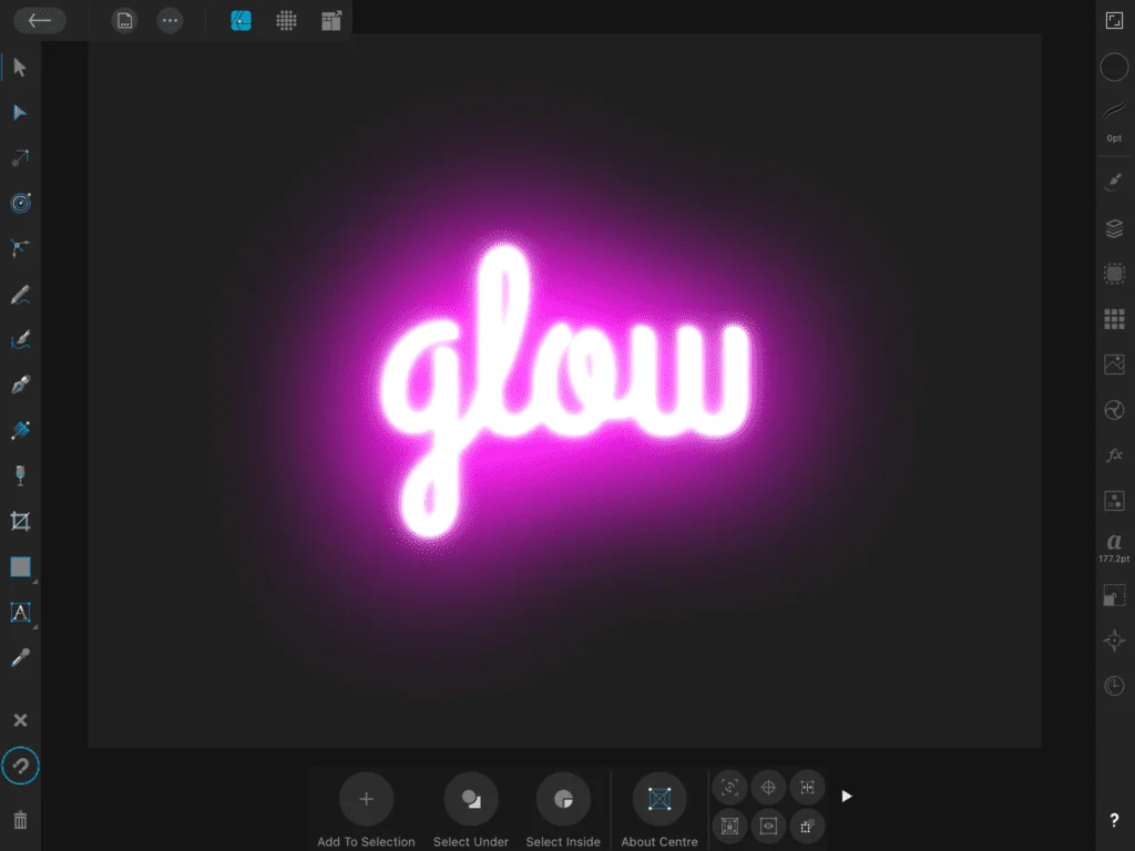 Neon glow effect completed using affinity designer